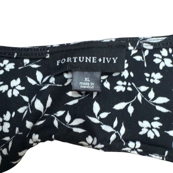 NWOT Fortune + Ivy Women's XL Black Floral Sleeveless Knee Length Dress - Picture 2 of 5